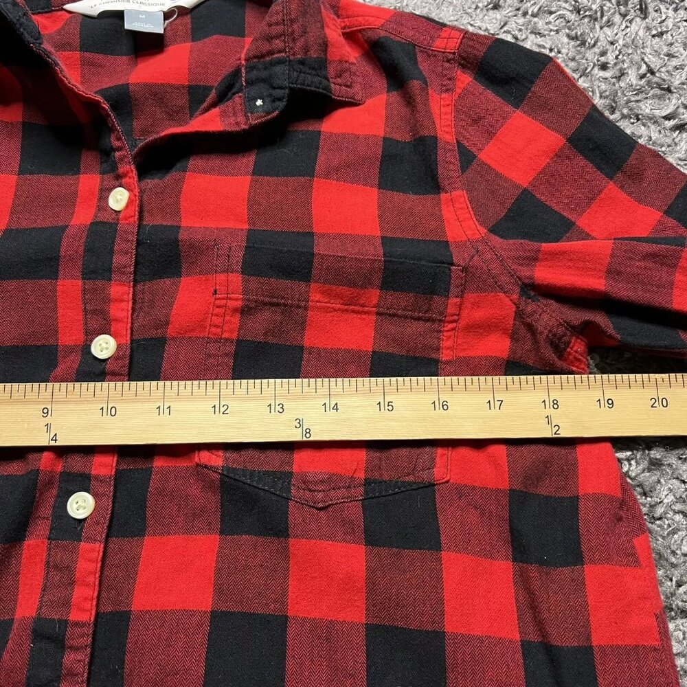 Old Navy Flannel Shirt Womens Medium Red Buffalo Plaid Long Sleeve Button Up - Picture 6 of 9